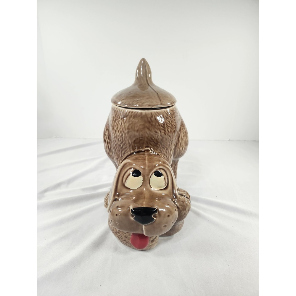 Vintage McCoy USA Brown Dog Cookie Jar 0272 Ceramic Pottery Glossy Glaze Retro